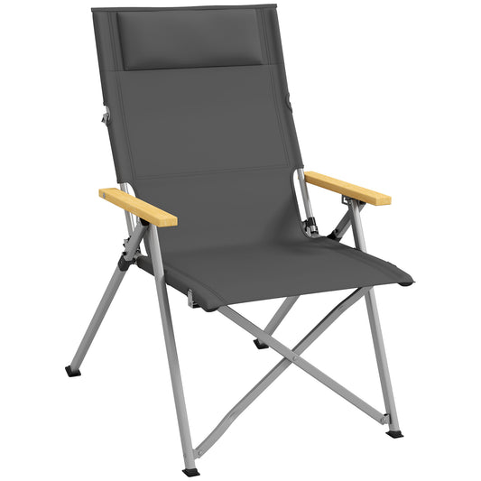 Outsunny Silla De Camping Plegable De Aluminio Respaldo Ajustable 74x59,5x98 Cm_0