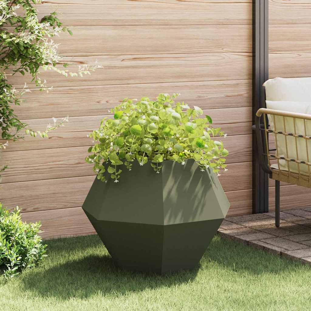 Jardinera 2 Pcs Verde Oliva 75 X 75 X 60 Cm Acero_3