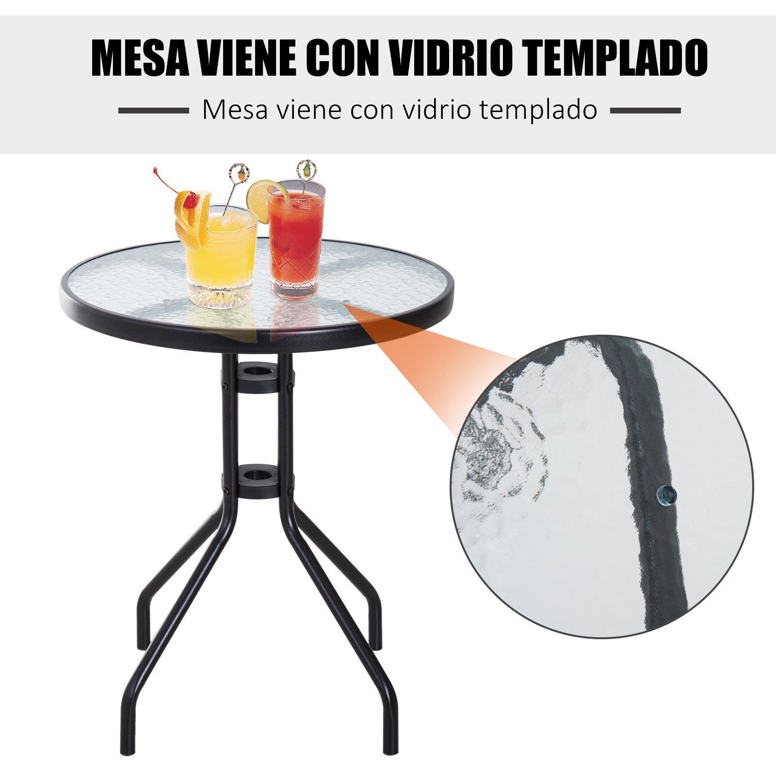 Outsunny Conjunto Mesa Y 2 Sillas Muebles Jardín De Exterior Patio Terraza_5