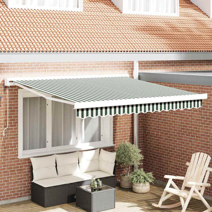 Toldo Retráctil Verde Y Blanco 300 X 250 X 165 Cm Tela Y Metal_1
