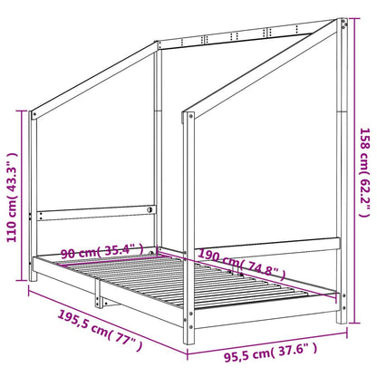 Vidaxl Estructura De Cama Para Niños Madera De Pino Blanco 90x190 Cm_2