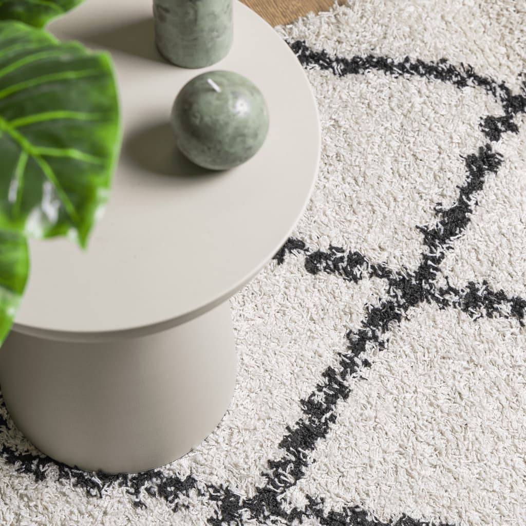 Alfombra De Pelo Largo Moderna Pamplona Crema Y Negro 80x200 Cm / Vetonek_3