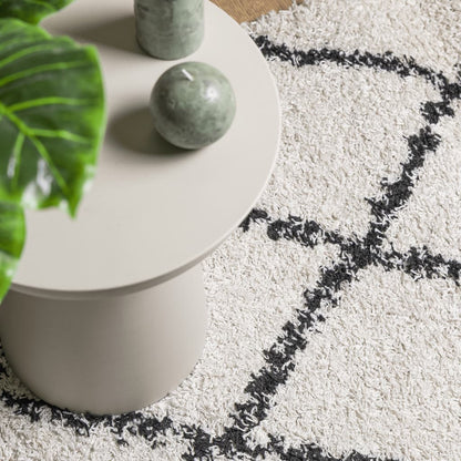 Alfombra De Pelo Largo Moderna Pamplona Crema Y Negro 80x200 Cm / Vetonek_3