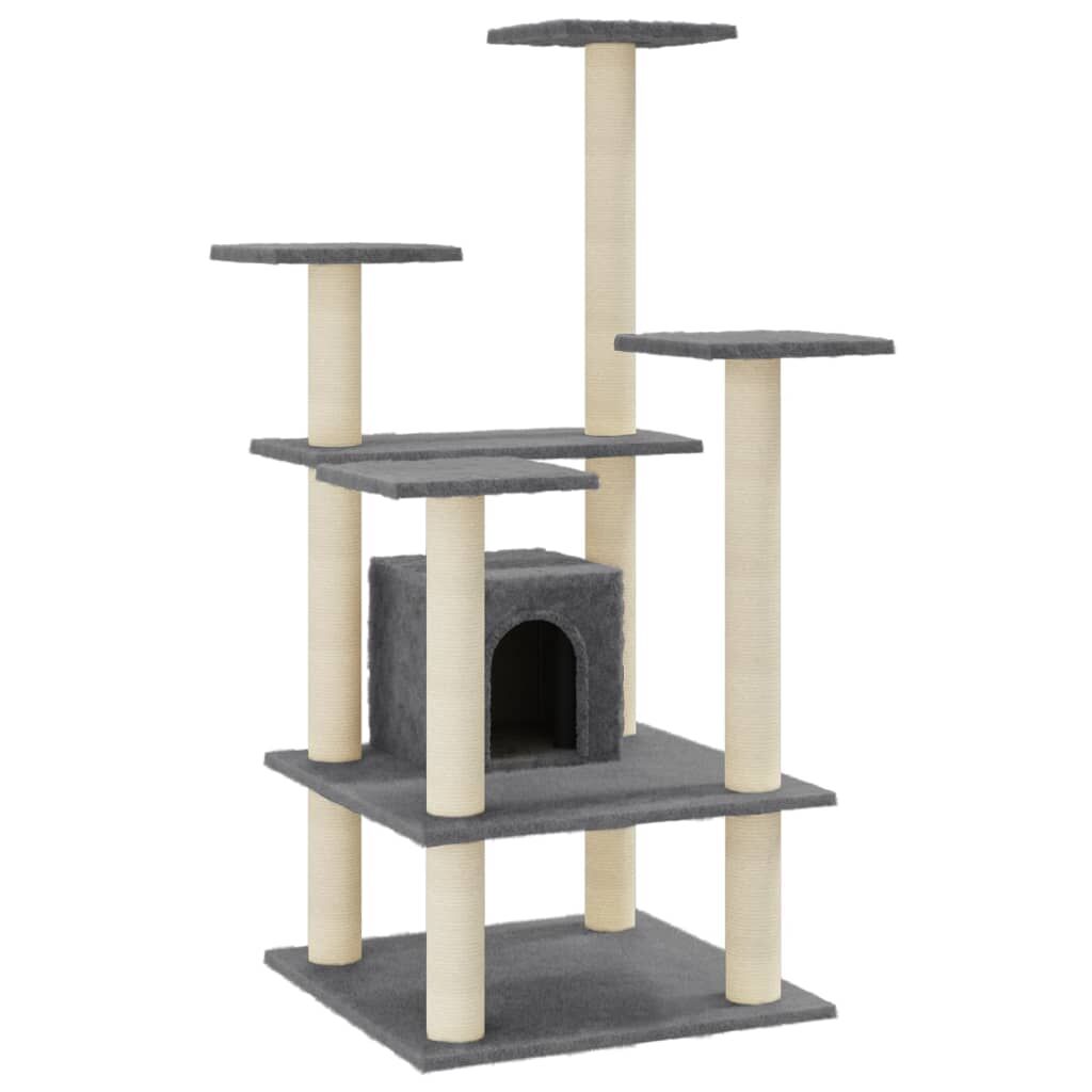 Vidaxl Rascador Para Gatos Con Postes De Sisal Gris Oscuro 110 Cm_0