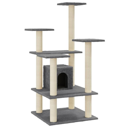 Vidaxl Rascador Para Gatos Con Postes De Sisal Gris Oscuro 110 Cm_0