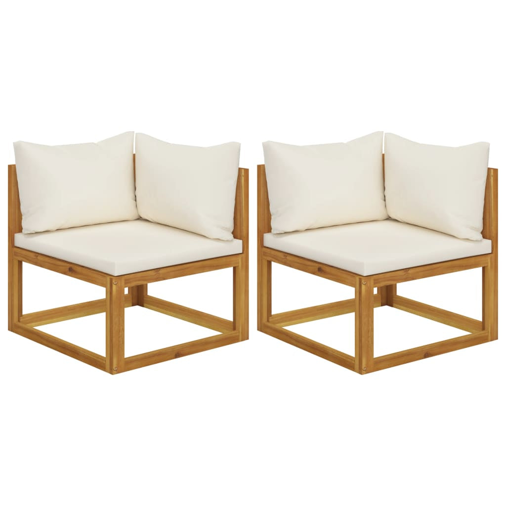 Vidaxl Sofás De Esquina Modulares 2 Uds Con Cojines Tela Blanco Crema_0