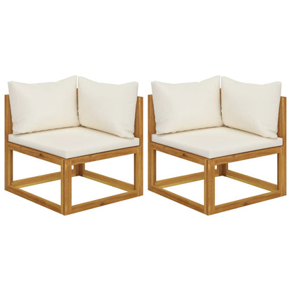 Vidaxl Sofás De Esquina Modulares 2 Uds Con Cojines Tela Blanco Crema_0