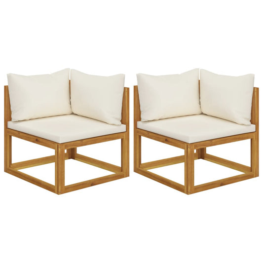 Vidaxl Sofás De Esquina Modulares 2 Uds Con Cojines Tela Blanco Crema_0