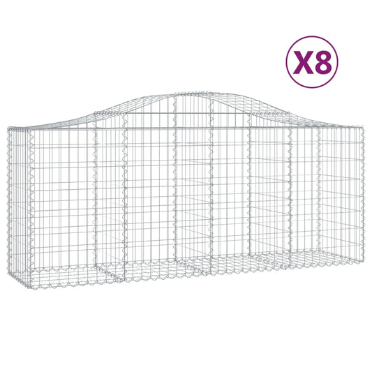 Cestas De Gaviones 8 Uds Forma De Arco Hierro 200x50x80/100 Cm_0