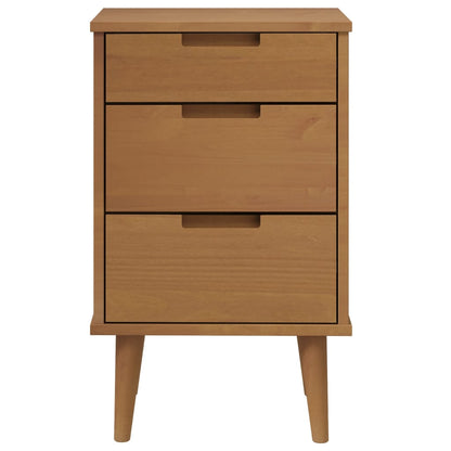 Mesita De Noche Molde Madera Maciza De Pino Marrón 40x35x65 Cm_2