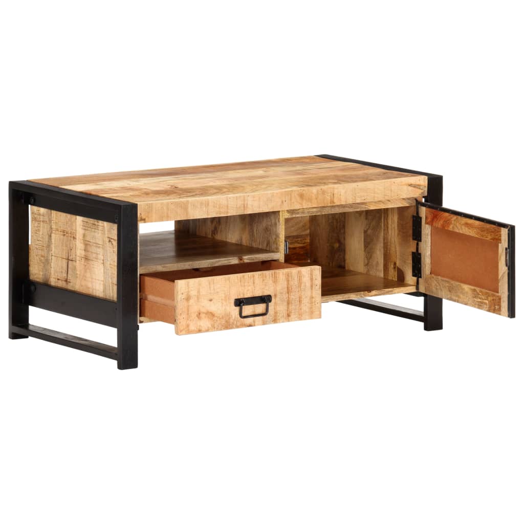 Mesa De Centro De Madera De Mango Rugosa 100x50x40 Cm_0