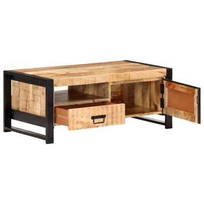 Mesa De Centro De Madera De Mango Rugosa 100x50x40 Cm_0