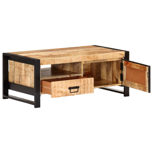 Mesa De Centro De Madera De Mango Rugosa 100x50x40 Cm_0