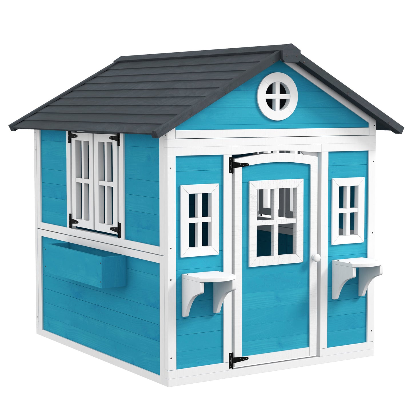 Outsunny Casa De Jardín Infantil Con Jardineras 114x126,4x135 Cm Azul_0