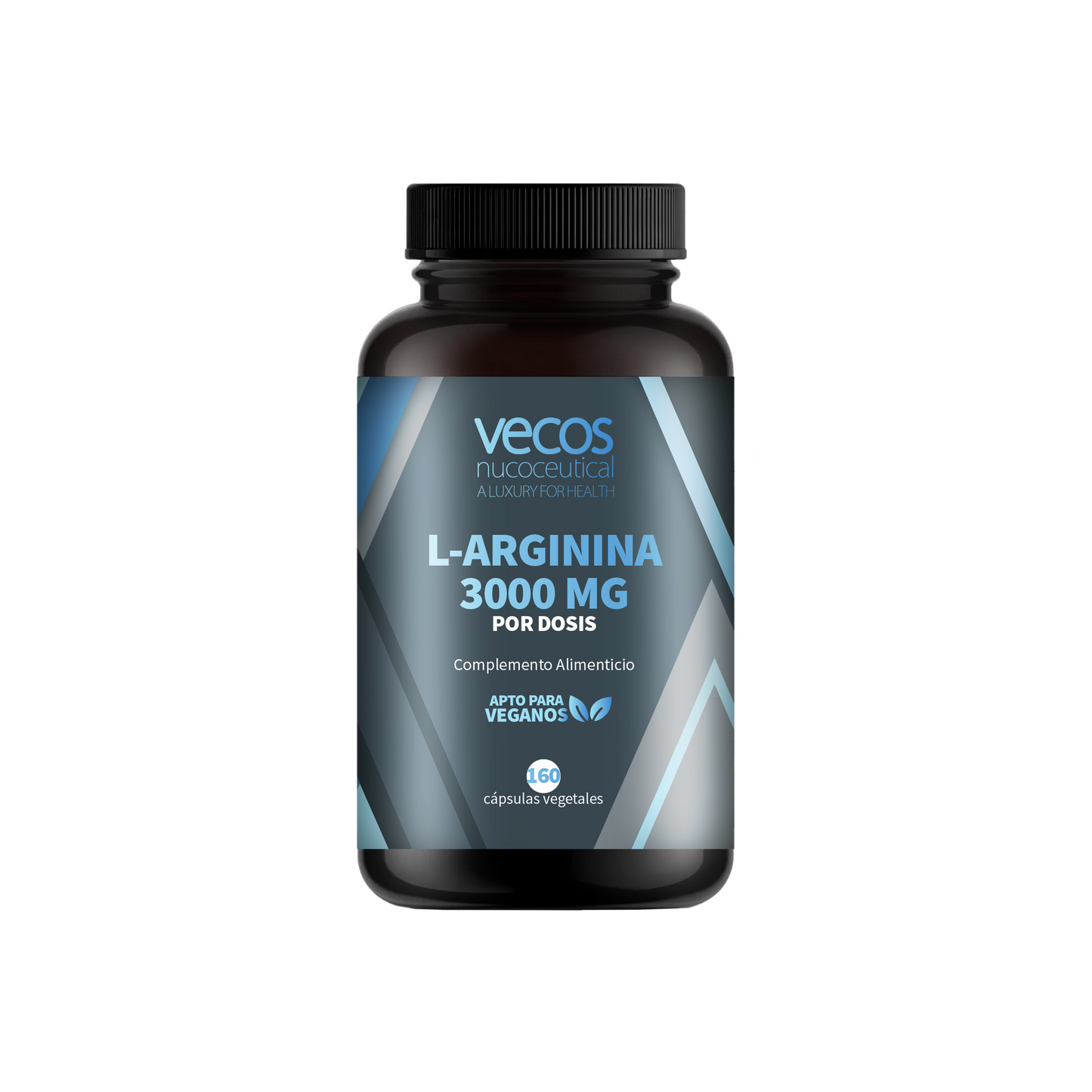 L-Arginina 3000 mg VECOS (160 cápsulas) | Rendimiento y Fuerza muscular | Óxido nítrico | 100% vegana sin aditivos_0
