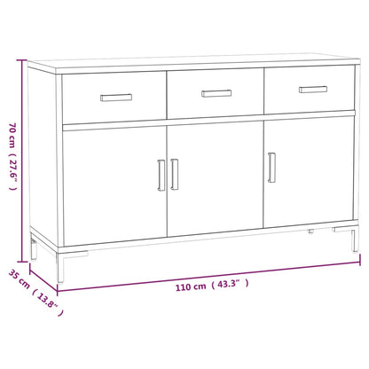 Aparador De Madera Maciza De Pino Negro 110x35x70 Cm / Vetonek_3