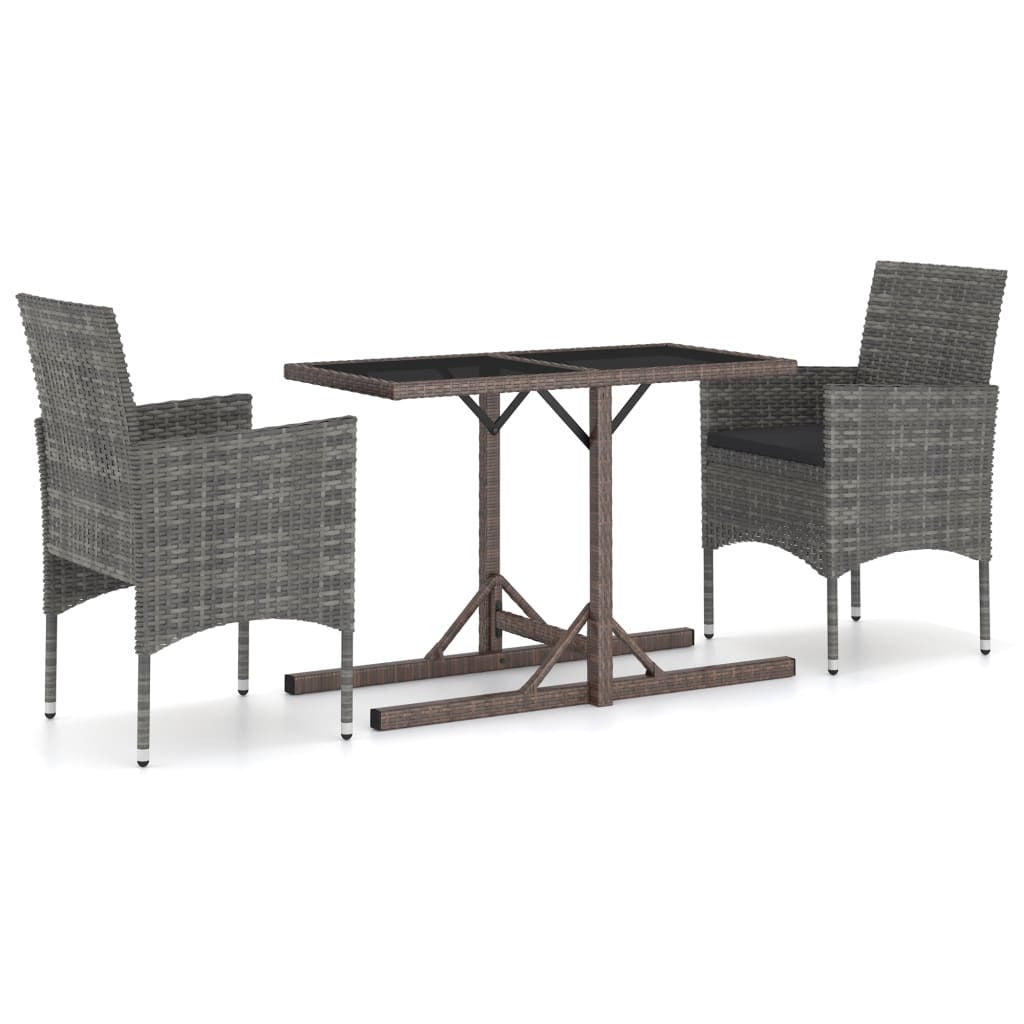 Vidaxl Juego De Comedor Para Jardín 3 Piezas Gris_0