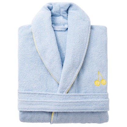 Albornoz L/xl 380gsm 100%algodon Azul Con Cereza Amarilla Benetton Fruits Be_0