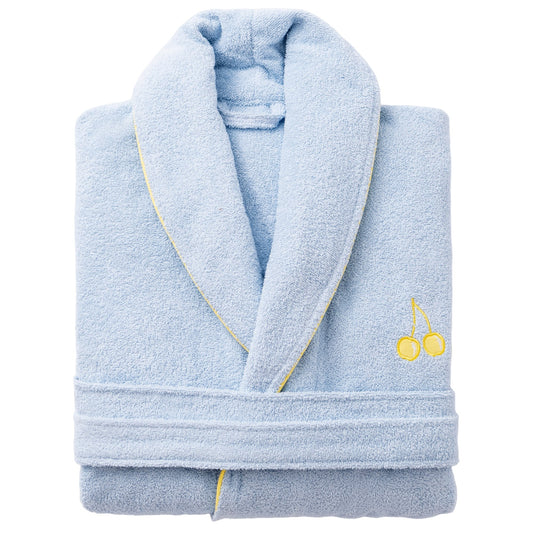 Albornoz L/xl 380gsm 100%algodon Azul Con Cereza Amarilla Benetton Fruits Be_0