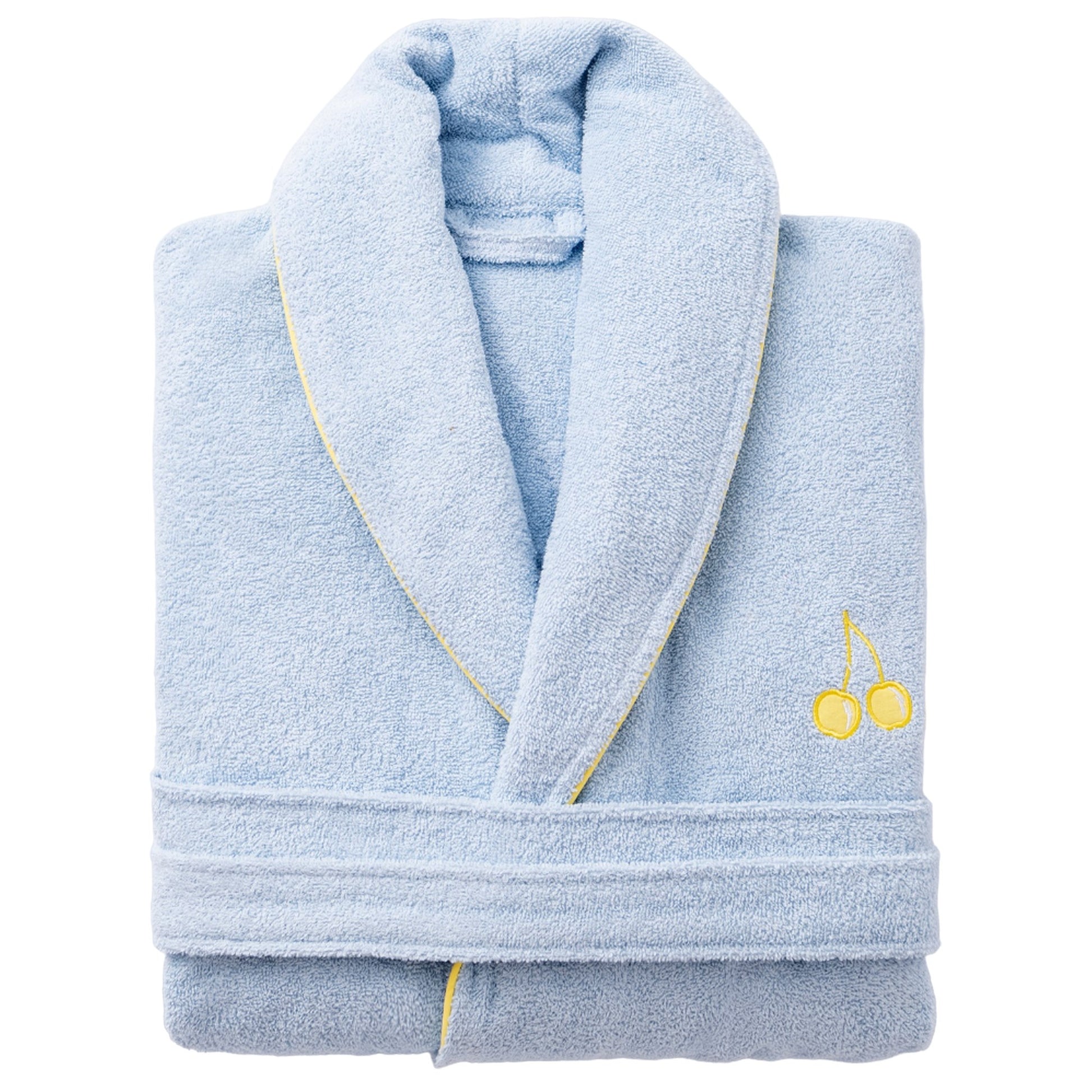 Albornoz L/xl 380gsm 100%algodon Azul Con Cereza Amarilla Benetton Fruits Be_0