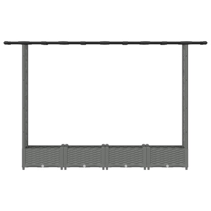 Cama Elevada Con Trellis Y Techo Gris Claro 203 X 40 X 121 Cm_3