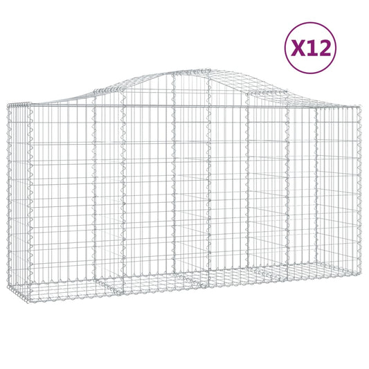 Cestas De Gaviones 12 Uds Forma Arco Hierro 200x50x100/120 Cm_0