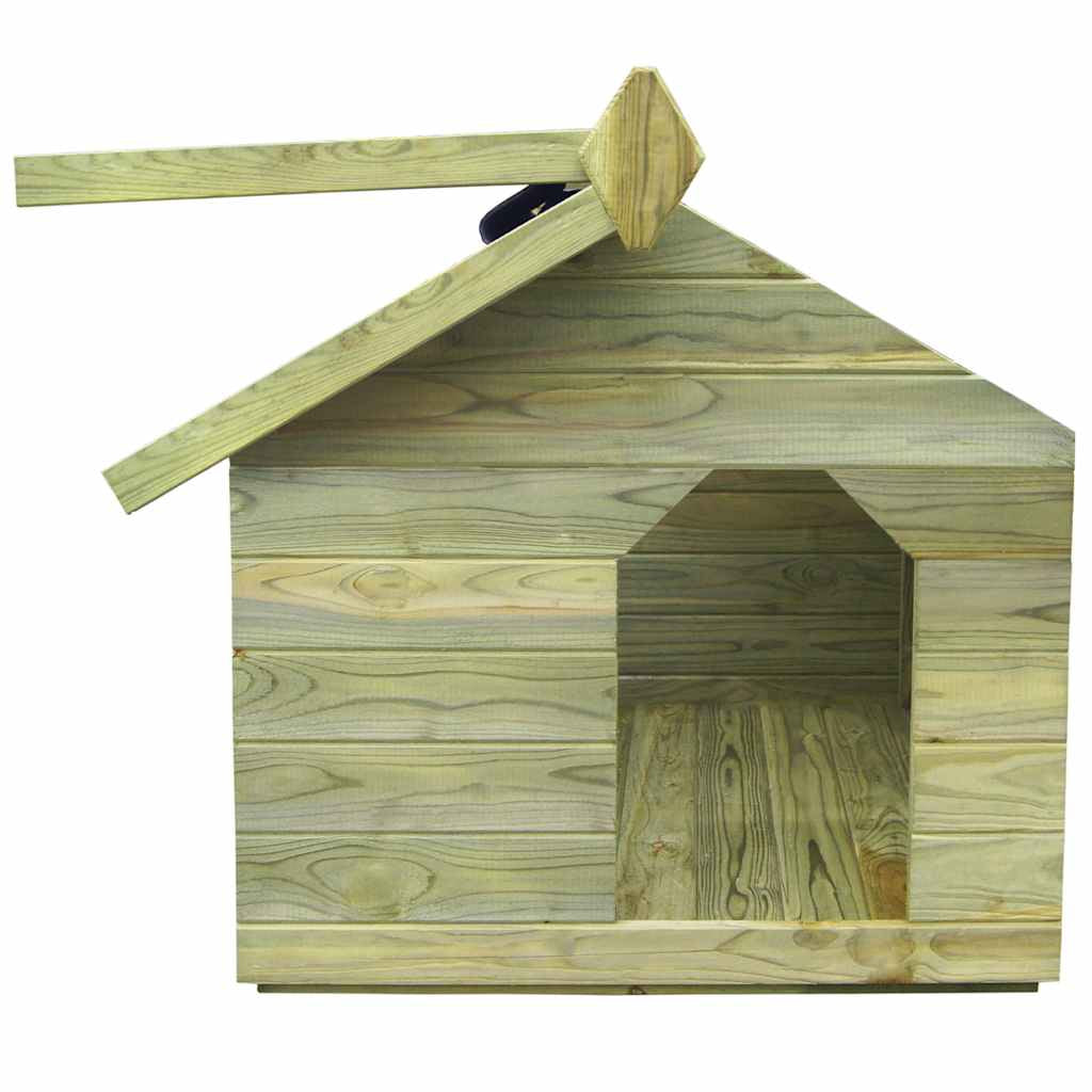 Vidaxl Casa De Perros De Jardín Tejado Abierto Madera Pino Impregnada_3