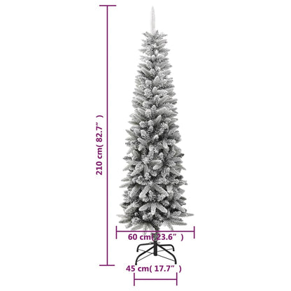 Vidaxl Árbol De Navidad Artificial Estrecho Con Nieve Pvc Y Pe 210 Cm_2