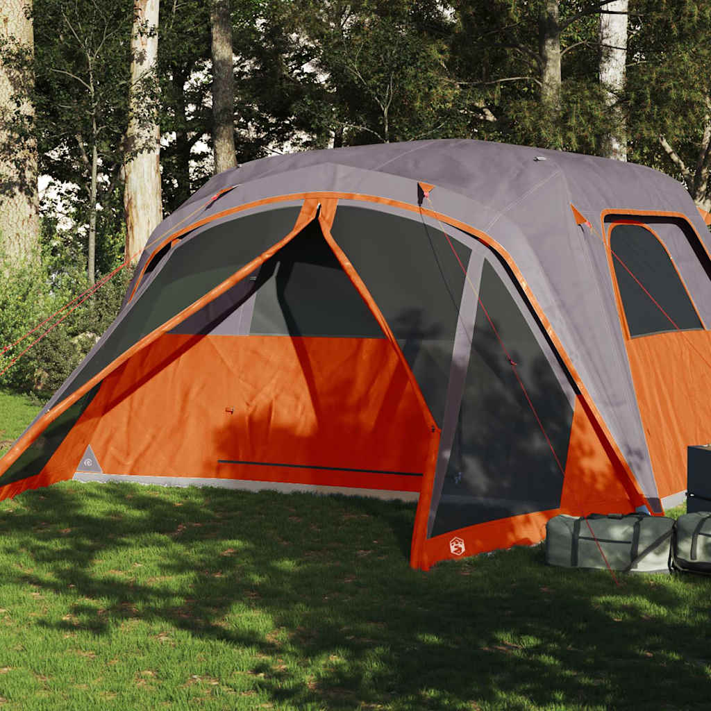 Tienda Familiar Con Porche 4 Personas Impermeable Gris Naranja_1