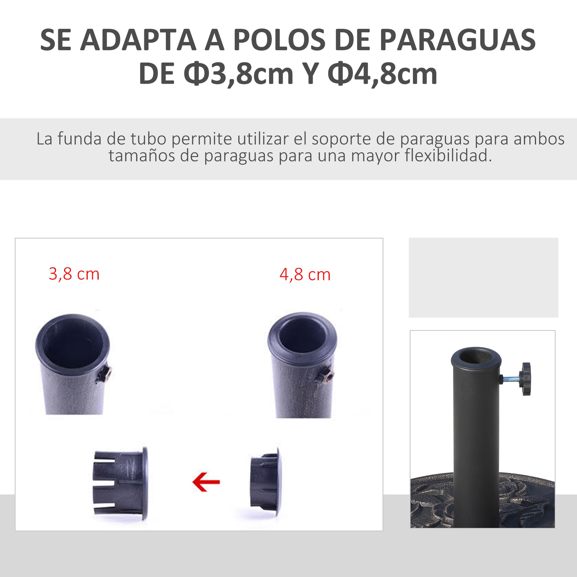 Outsunny Base Para Sombrilla De Jardín Peso Neto 9 Kg Para Postes De 38 Mm/48 Mm_5