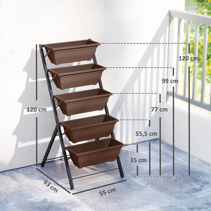 Outsunny Soporte Para Plantas De 5 Niveles Con 5 Macetas 55x63x120 Cm Negro_2