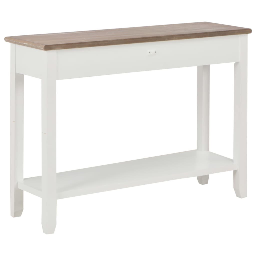 Mesa Consola De Madera Blanco 110x35x80 Cm_2