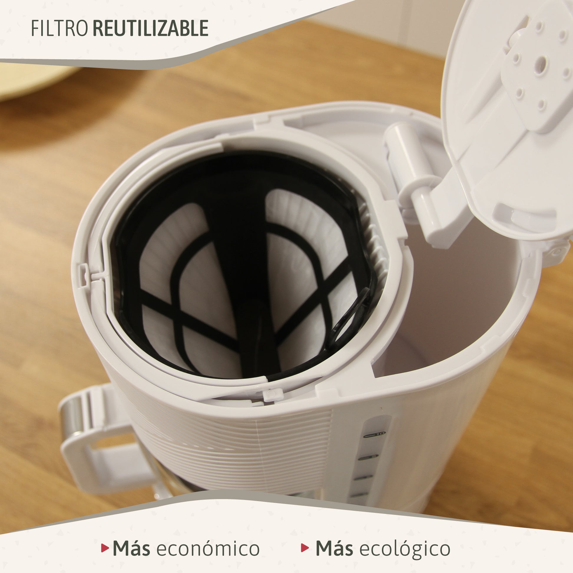 Briebe Cafetera Goteo 10 Tazas Máquina De Café Filtro Reutilizable, Función Mantener Caliente, 1,25 L, Cm1171wht,blanco_3
