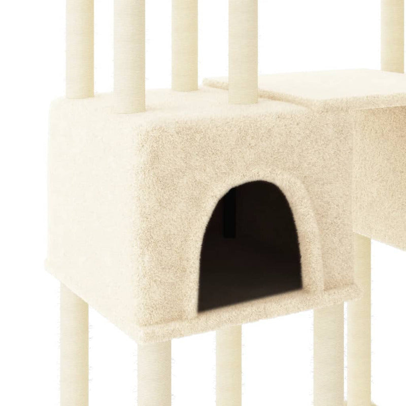 Vidaxl Rascador Para Gatos Con Postes De Sisal Color Crema 199 Cm_5