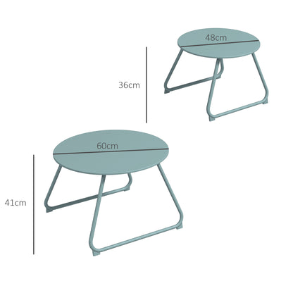 Outsunny Juego De 2 Mesas De Jardín Apilables Con Estructura De Metal Azul_2