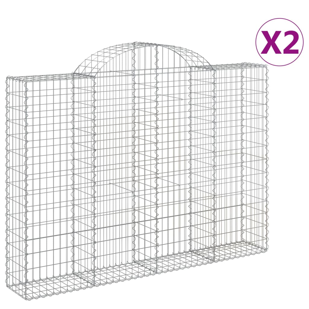 Cestas De Gaviones 2 Uds Forma De Arco Hierro 200x30x140/160 Cm_0