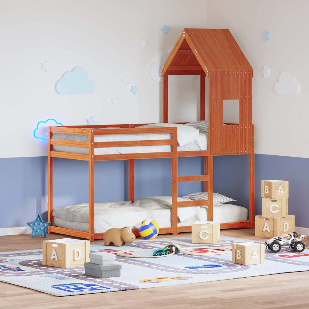 Techo De Cama Infantil Madera Maciza Pino Marrón 60x99x139,5 Cm_1
