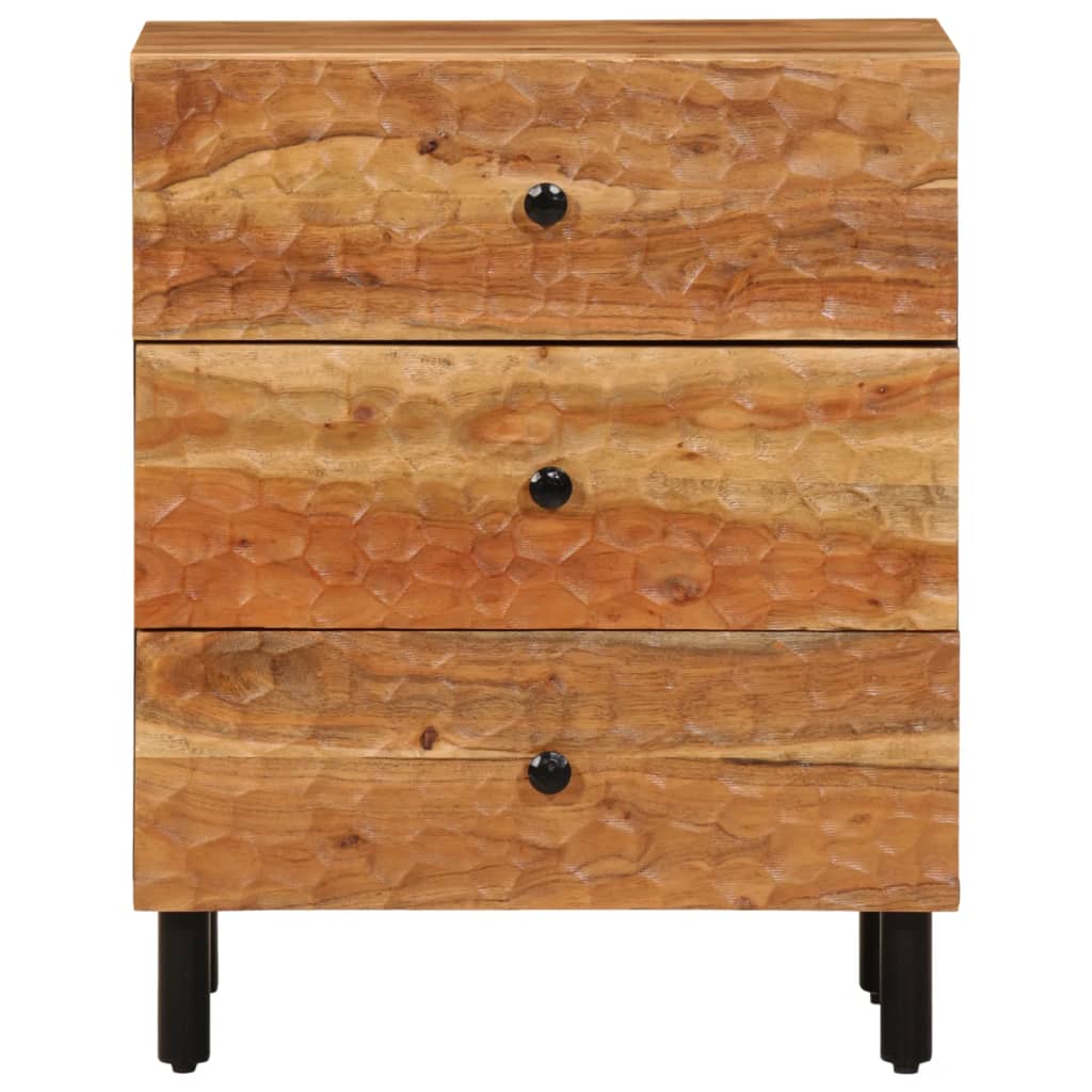Mesita De Noche Madera Maciza De Acacia 50x33x60 Cm_3