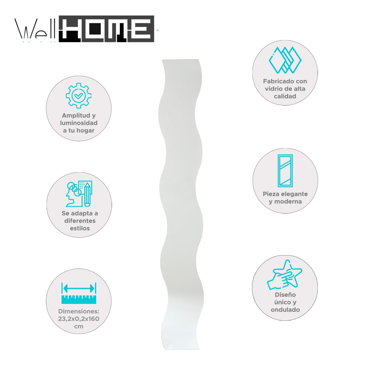 Wellhome Espejo Ondulado Dolly 20x160cm