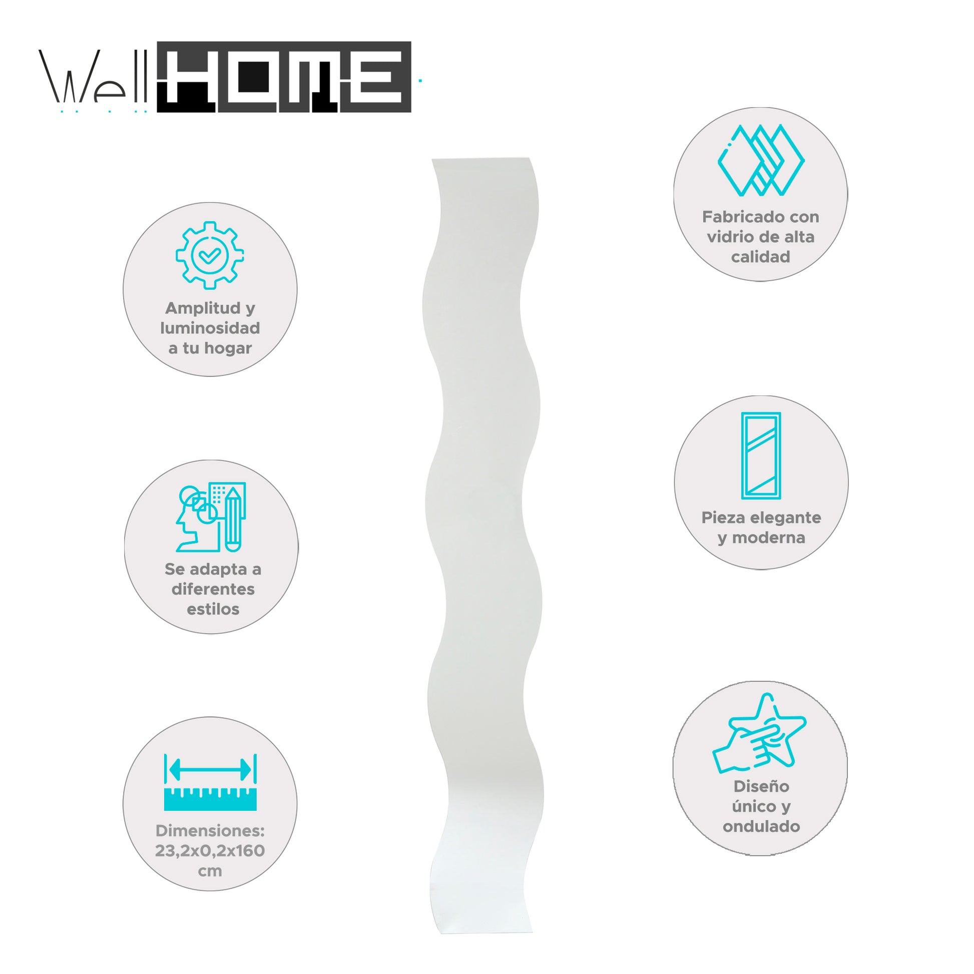 Wellhome Espejo Ondulado Dolly 20x160cm