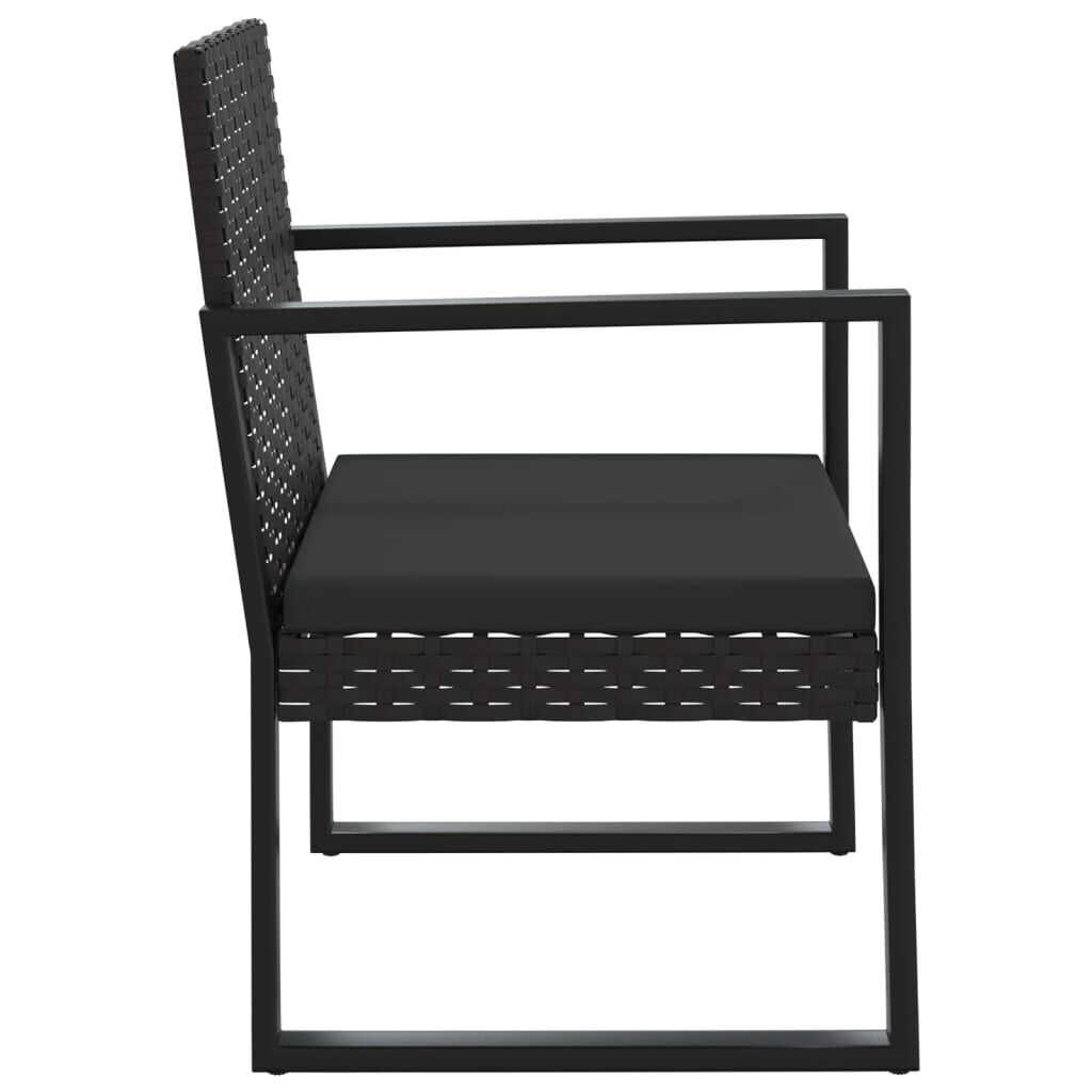 Vidaxl Set De Muebles De Jardín 3 Pzas Y Cojines Ratán Sintético Negro_4