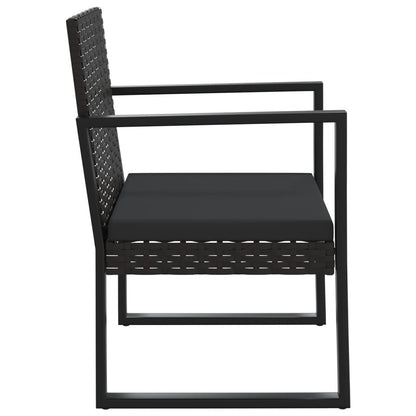 Vidaxl Set De Muebles De Jardín 3 Pzas Y Cojines Ratán Sintético Negro_4