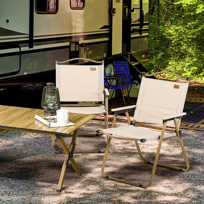 Outsunny Pack De 2 Sillas Plegable De Camping Con Reposabrazos Caqui_1