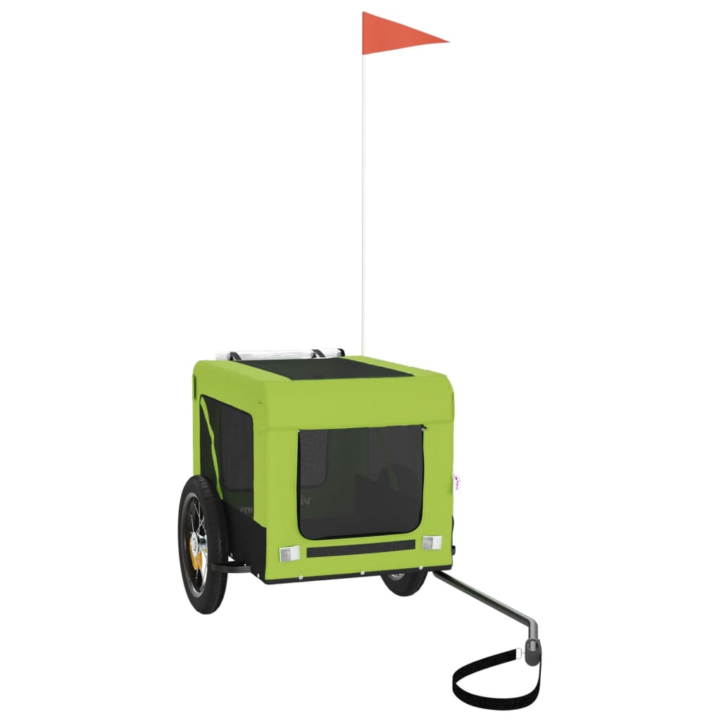 Remolque De Bicicleta Mascotas Hierro Tela Oxford Verde Negro_2