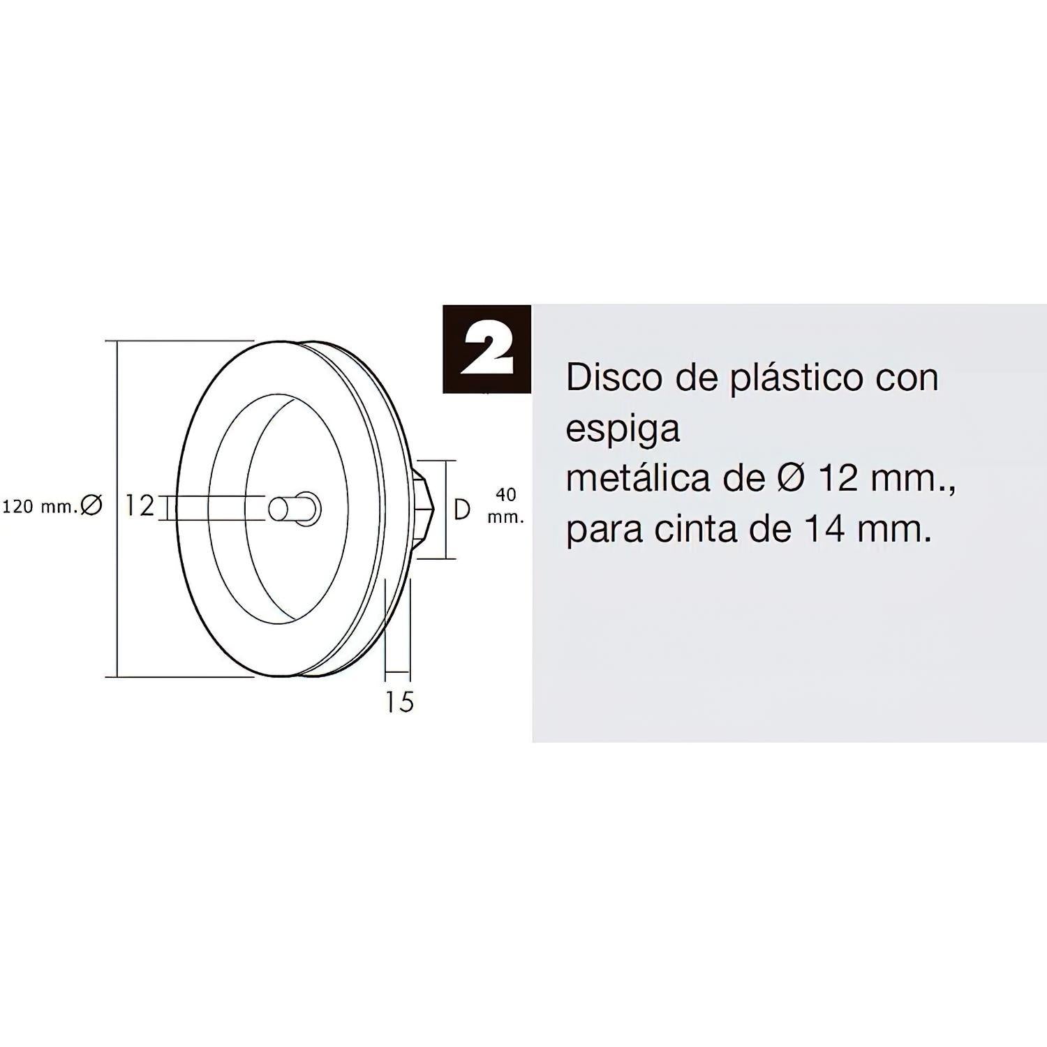 Disco Persiana Plastico Espiga Metalica 120x40 Mm. Cinta 14 Mm._2