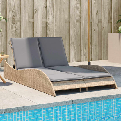 Tumbona Con Cojines Ratán Sintético Beige 114x205x73 Cm / Vetonek_3