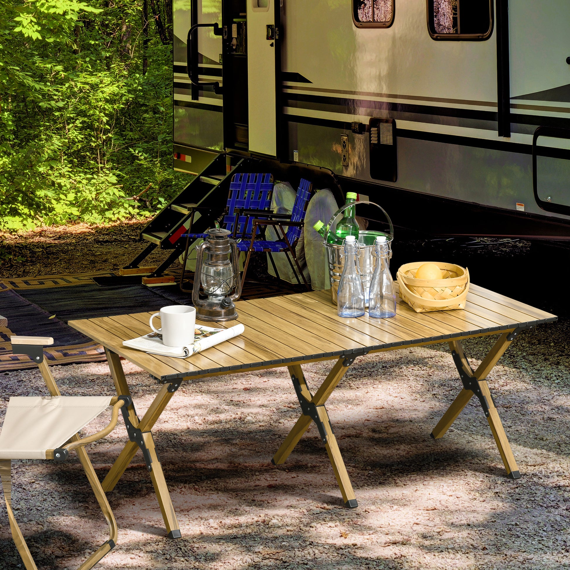 Outsunny Mesa De Camping Plegable De Aluminio 116x60x45cm Con Bolsa De Trasporte_1
