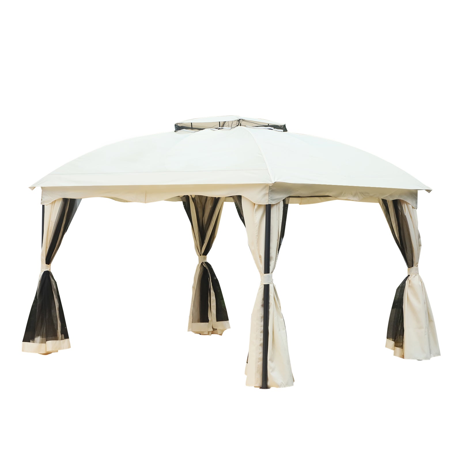 Outsunny Cenador Con Techo Gazebo Exterior 3x3.65x2.75m Con Pared Lateral_0