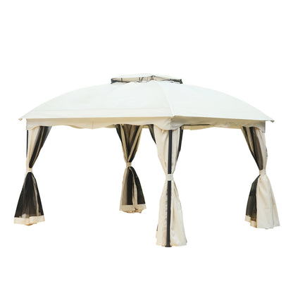 Outsunny Cenador Con Techo Gazebo Exterior 3x3.65x2.75m Con Pared Lateral_0