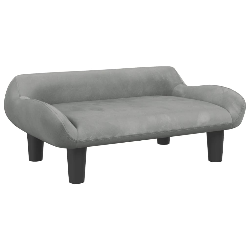 Cama Para Perros De Terciopelo Gris Claro 70x40x24 Cm / Vetonek_2